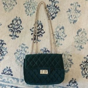 Shein green velvet purse